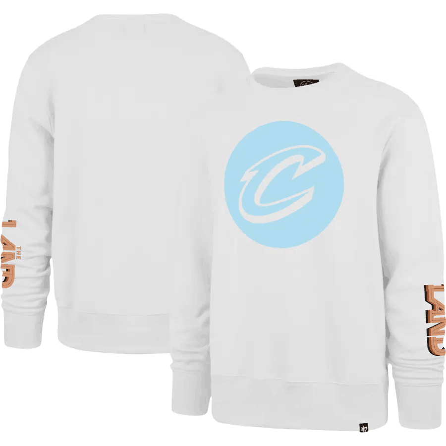 Men's Cleveland Cavaliers '47 White 2022/23 City Edition Two-Peat Headline Pullover Sweatshirt